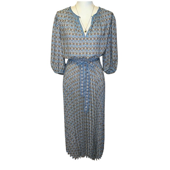 Max Studio Blue Pleated Maxi Dress